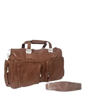 Piel Genuine Leather Multi Pocket Carry-On 18" Duffel Bag 3048-SDL Saddle Brown